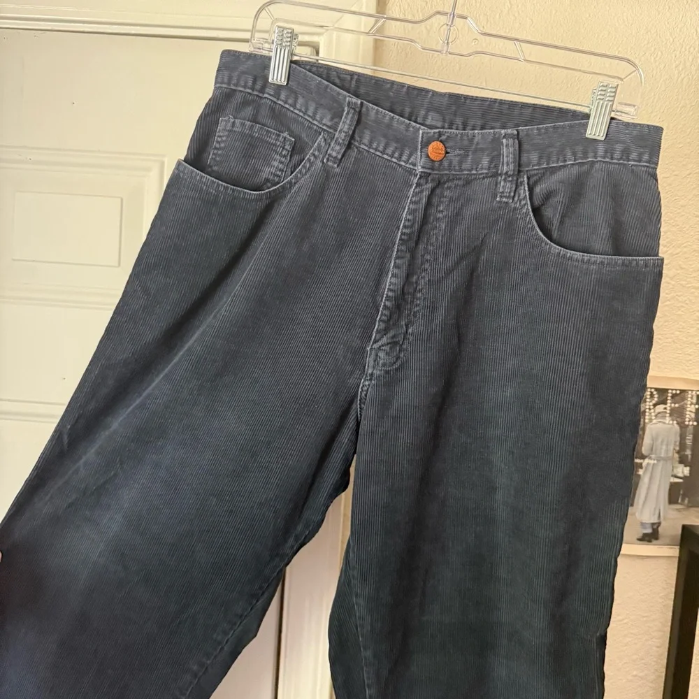 Todd Oldham vintage‎ blue corduroy straight wide leg cropped pants